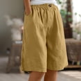 thumbnail image 3 of Women's Casual Elastic Shorts with Button Closure and Pockets Versatile Wide Leg Design for Everyday Wear, 3 of 5