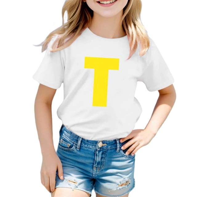 TZEWGL Cute Shirt For Kid Letter Printed Short Sleeve Print Crewneck Top For Newborns size 6-7T