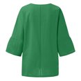 thumbnail image 5 of Dealovy Plus Size Shirts for Women 3/4 Sleeve Notch V Neck Cotton Linen Tops Summer Solid Color Tees, 5 of 5