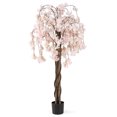 thumbnail image 1 of Costway 1 PCS Arbre de Cerisier Artificiel de 5,5 Pi de Hauteur avec Fleurs Roses Faux Arbre en Pot Blanc, 1 of 9