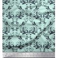thumbnail image 1 of Soimoi Green Rayon Fabric Filigree Damask Print Sewing Fabric Yard 56 Inch Wide, 1 of 3