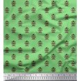 thumbnail image 1 of Soimoi Poly Georgette Fabric Leaves & Floral Block Printed Fabric 1 Yard 52 Inch Wide, 1 of 3