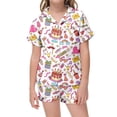 thumbnail image 2 of Luvoko Tween Kids Girls Cake Pattern Printed Short Sleeve Button Down Pajamas Shorts Set Sleepwear Outfits Baby Robe Girl Footless Pajamas Girl Elephant Baby Boy Clothes Wedding Robe Robe Kid Girls, 2 of 4