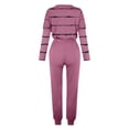 thumbnail image 4 of Mrat Two Piece Sweater Sets for Women 2 Piece Jogging Sets Striped Print Polyester Long Sleeve Sweatsuits Sets Two Piece Track Suits Drawstring High Waist Pants Set Comfy Outfits P-Wine M, 4 of 5