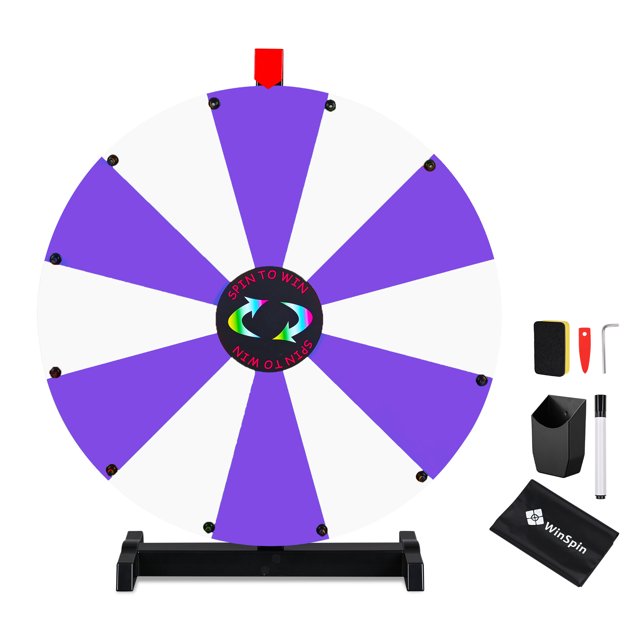 WinSpin 24" Display Prize Wheel Purple & White DIY Tabletop 12 Slots Modular Custom Spinning Wheel for Pop Up Trade Show