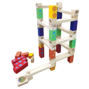 Wooden Marble Run Maze Game for Kids, Childrens Balance Educational Toys,Wooden Marble Run Building Blocks,Roller Coaster Toy,Race Track Toys,Wooden Marble Run Block Puzzles for Kids
