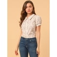 thumbnail image 2 of INSPIRE CHIC Blouse à Fleurs pour Femme à Manches Bouffantes, Col Rabattu, Boutonnée, 2 of 6