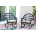 thumbnail image 2 of Jeco Wicker Rocker Chair in Espresso with Green Cushion (Set of 2), 2 of 2