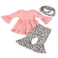 thumbnail image 2 of Little Girls Ruffle Flare Tunic Dress Top Striped Leggings Pants 2PC Outfits Set, 2 of 6