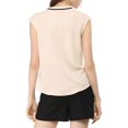 thumbnail image 3 of INSPIRE CHIC Women's Tie Neck Cap Sleeve Button Down Ruffle Summer Shirt Khaki M, 3 of 6