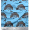 thumbnail image 1 of Soimoi Poly Georgette Fabric Tree,Rabbit & Reindeer Animal Printed Fabric 1 Yard 52 Inch Wide, 1 of 1
