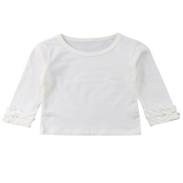 Baby Girl Long Sleeve T-shirt Crew Neck Cotton Ruffle Tops