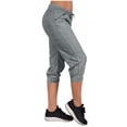 thumbnail image 4 of Capris en Lin, Jambe Évasée Raccourcie, Coupe Jambe, Femmes, Taille, Polyester, Grande Taille[MASK0], Style de Pantalon C-88, Gris, 3TG, 4 of 7