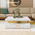 thumbnail image 3 of Table Basse Moderne Blanche Carrée de 43,3 Pouces avec 4 Tiroirs, Rangement, Multiples Tables d'Appoint, Table Utilitaire pour Salon, 3 of 9