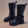 thumbnail image 1 of Mevxay Girls Kids Winter Fashion Knee High Winter Boots Buckle Zipper Riding Boot Mid Boot Black 32, 1 of 6