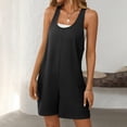 thumbnail image 4 of biudgviw Women's Casual Rompers Summer Sleeveless Scoop Neck Racer Back Strap Jumpsuits Trendy Short Overalls with Pockets, 4 of 7