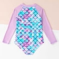 thumbnail image 4 of Kids Girls Rash Guard Bathing Suits Cartoon Sun Protection Long Sleeve Kids Swimsuit 6-7 Years Girls Clothing, 4 of 6