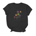 thumbnail image 4 of EQWLJWE Hauts d'Été pour Femmes Hauts pour Femmes Liquidation Femmes T-shirt Décontracté Imprimé Col Rond Manches Courtes Chandail Blouse Hauts, 4 of 4