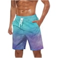 thumbnail image 1 of Plebaso Beach Shorts for Men Gradient Print Casual Shorts Drawstring Lightweight Summer Fashion Shorts, 1 of 5