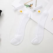 Socks Women Casual Cute Solid Daisy Embroidery Mesh Splice Breathable Short Socks Sports Socks