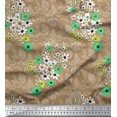 thumbnail image 1 of Soimoi polyester Crepe Fabric Check,Leaves & Cosmos Floral Print Fabric by the Yard 42 Inch Wide, 1 of 1