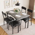 thumbnail image 2 of Dining Table Set for 4, Kitchen Table and Chairs, Metal and Wood Rectangular Dining Room Table Set with 4 Upholstered Chairs, 5 Piece Dining Set for Small Space, Apartment, Rustic Brown, 2 of 9