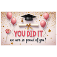 thumbnail image 1 of Graduation Cap Graduation Banner Diploma Achievement Banner Pink Balloons Lollipop Confetti Banner for Graduation Ceremony School Event Student Celebration, 1 of 5