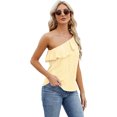 thumbnail image 1 of Zoeecloth Womens Tops Sleeveless Solid Color Round Neck Button Vest Tees Shirts Summer Casual Ruffled One Shoulder Vest Fashion Button Vest S-XXL, 1 of 8