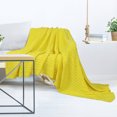 thumbnail image 4 of Cotton Blanket Decorative Cable Knitted Throw Soft Knit Blankets Yellow Throw(47" x 70"), 4 of 10