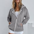 thumbnail image 2 of Timegard Zip up Hoodies for Women Long Sleeve Sweatshirt Fall Winter Solid Color Comfy Jacket with Pockets, 2 of 6