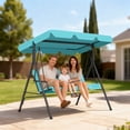thumbnail image 2 of Outsunny 3-Seat Patio Swing Chair with Adjustable Canopy Teal, 2 of 10