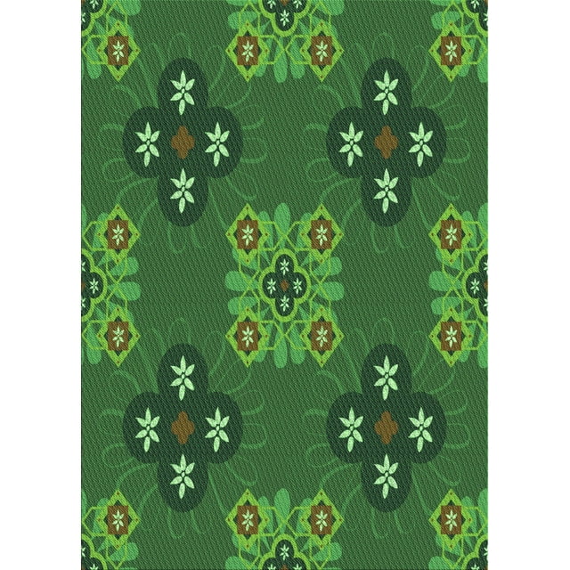 Ahgly Company Machine Washable Indoor Rectangle Transitional Deep Emerald Green Area Rugs, 2' x 4'
