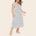 thumbnail image 4 of Fridja Robe Décontractée Sans Manches à Pois avec Ceinture à Boutons pour Femmes Grande Taille, 4 of 9
