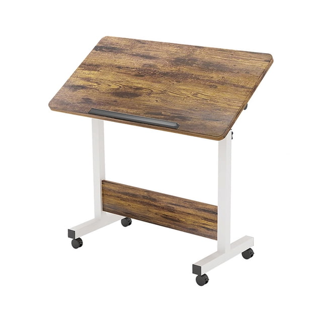 Petit Bureau Debout à Hauteur Réglable, Bureau Mobile Pliable avec Roulettes Petit Bureau d'Ordinateur Roulant à Surface Réglable Poste de Travail Assis-Debout pour Petits Espaces et Bureaux à Domicile