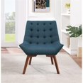thumbnail image 3 of Chaise Capitonnée Shelly en Tissu Bleu Azur avec Pattes Café K/D, 3 of 8