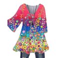 thumbnail image 1 of MAWCLOS Women Blouse V Neck Tops Ruched Tunic Shirt Elegant Beach Floral Print Pullover #7 S, 1 of 2