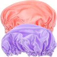 thumbnail image 1 of 2 Pcs Bonnets de Bain en Satin Bonnets pour Dormir Bonnets de Douche Confortables, 1 of 8