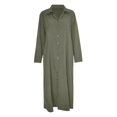 thumbnail image 4 of Bramtres Robes Maxi, Robes de Vacances, Robe Chemise Longue Décontractée pour Femme en Coton et Lin à Boutons avec Poches, Longues Robes, Robe à Manches Longues, Robes Modestes, Robe Verte 2, m, 4 of 4
