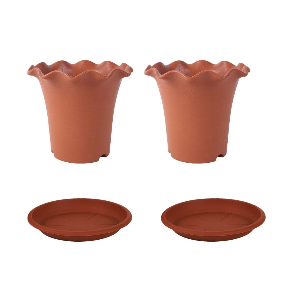 4pcs Flower Pot Breathable Plant Pot Gardening Planter with Tray for Garden