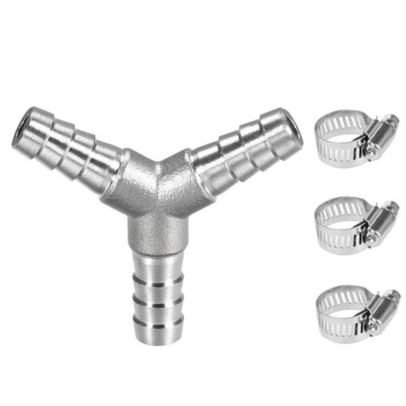 Metaland Stainless Steel 3/4"" Hose Barb Y Barbed Fitting 3 Way Wye Adapter with 3pcs Hose Clamps