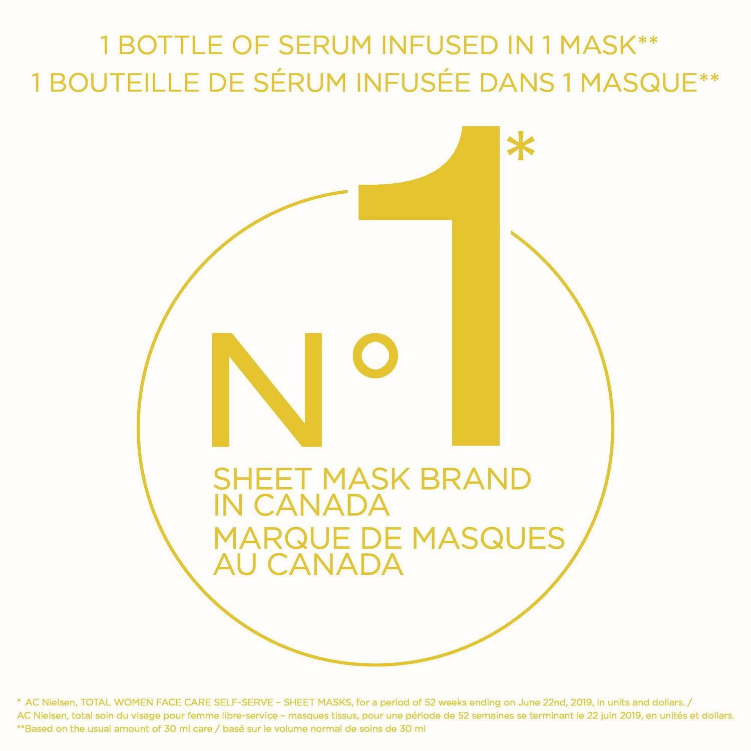 Masque visage Garnier, soins de la peau éclaircissants et hydratants, acide hyaluronique + vitamine C, pour peau terne et inégale, 1 masque en tissu, 28 g