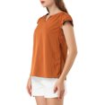 thumbnail image 4 of INSPIRE CHIC Women's Solid V Neck Cap Short Sleeves Work Blouse, 4 of 6