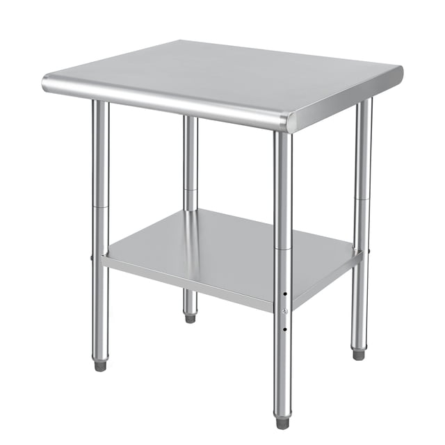 Stainless Steel Work Table - Heavy Duty Kitchen Prep Table Workbench, NSF Commercial Work Table with Adjustable Under Shelf, Food Prep Worktable for Hotel, Garage, Restaurant, Home - 30 x 24 Inch