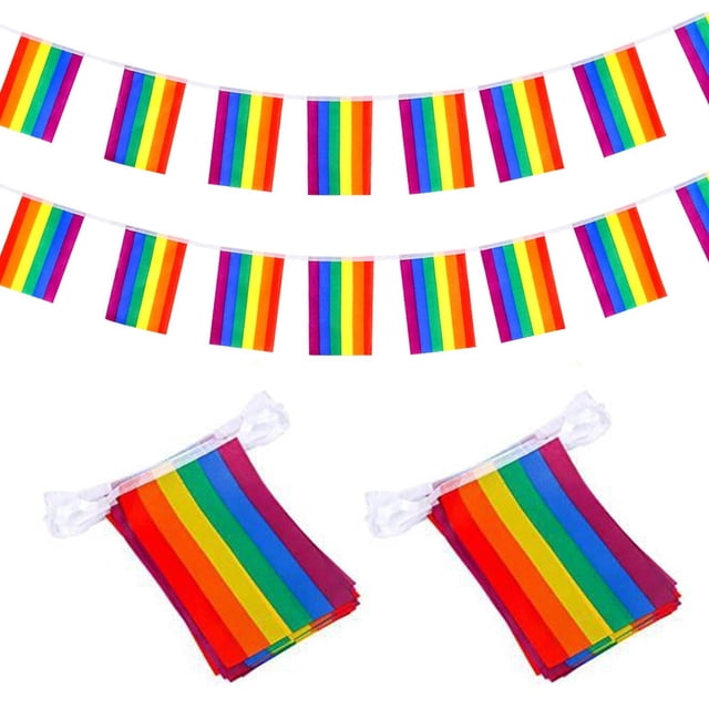 2 Pieces Pride Rainbow Flag Banner Pride Banner 40 Flags Decoration