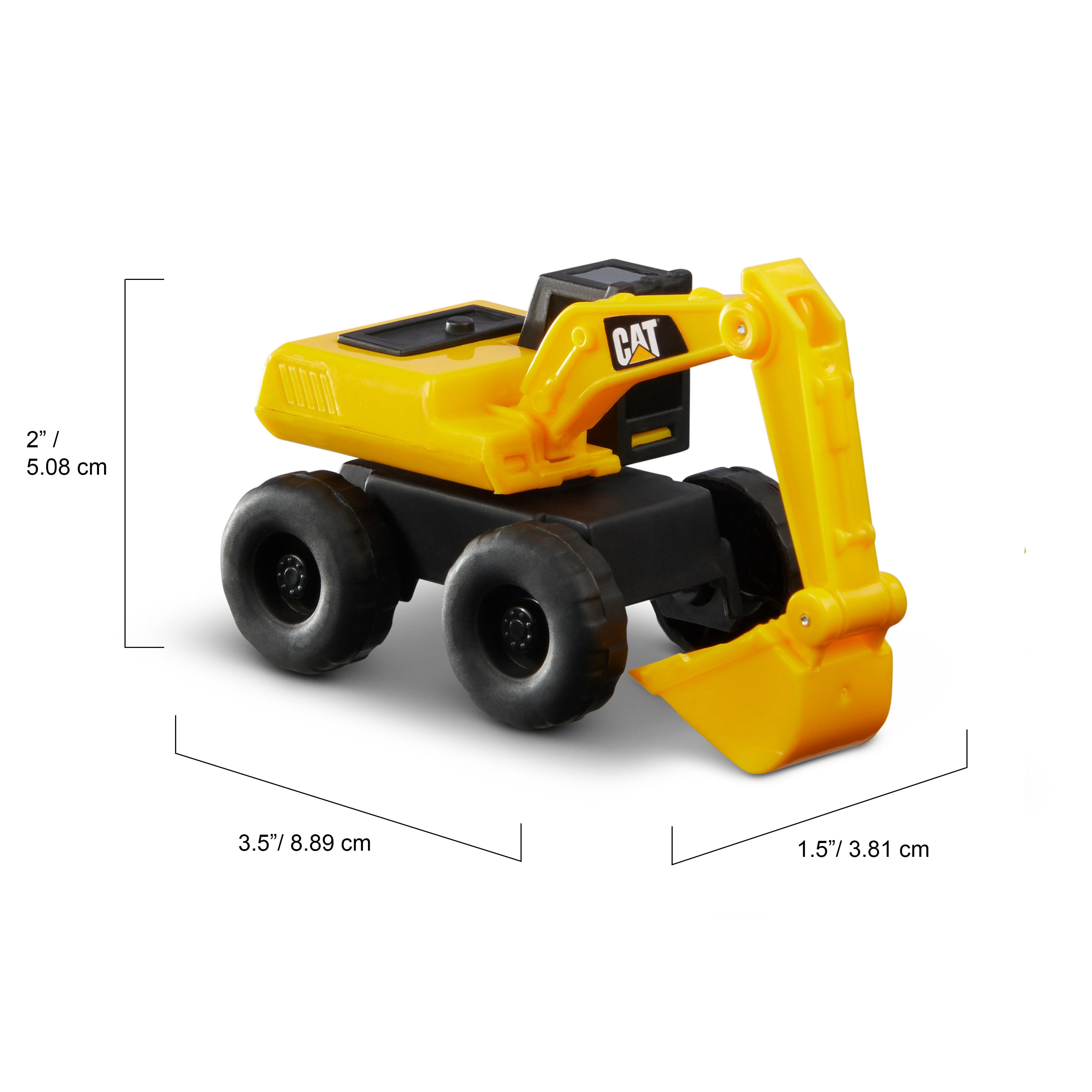 Jouet pour Chat Little Machines Jouets de Construction 5 Pack Inclut 1 Camion Benne de 3,5 Pouces, Excavatrice, Chargeur sur Roues, Bulldozer et Houe Arrière