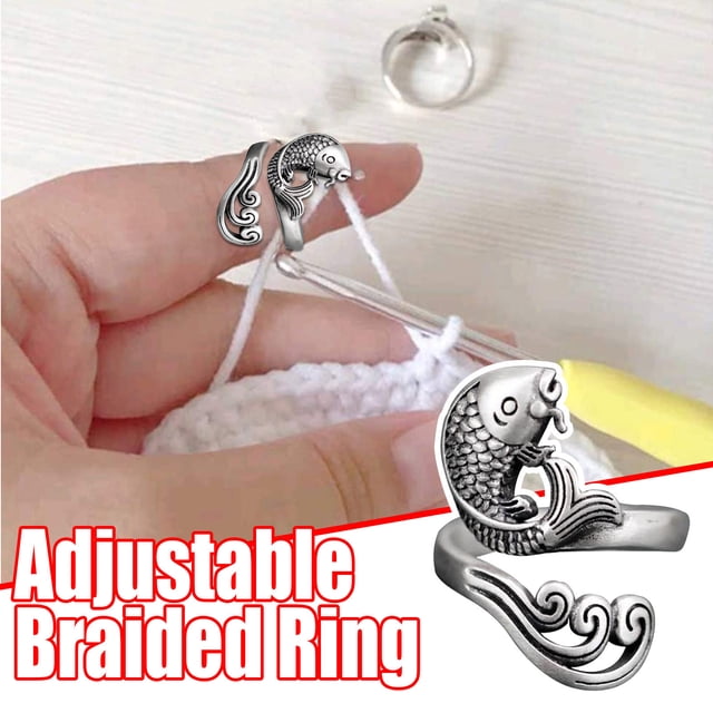 Meitianfacai Crochet Finger Ring Adjust Crochet Tension Ring Open Yarn Guide Finger Clip Crochet Thimble