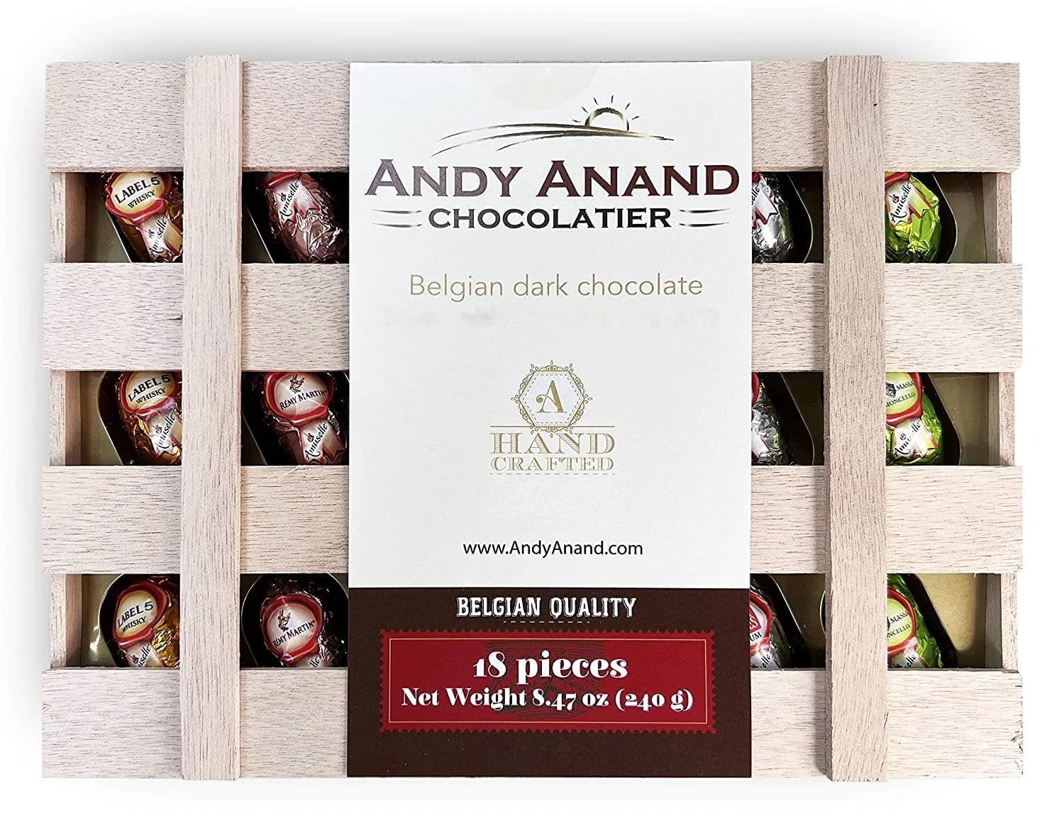 Andy Anand European Beer Flavored Dark Chocolate,Non alcoholic , Assortment Of Premium Selection, 18 Count