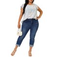 thumbnail image 2 of GRACE & GRANDEUR Hauts Floraux pour Femmes Grande Taille Col Rond Manches Courtes Évasées Blouse Décontractée Printemps Été 2X Violet Pâle, 2 of 7