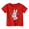 thumbnail image 4 of PMVFHDE T-Shirt Fille T-Shirts pour Fille T-Shirts pour Fille T-Shirts pour Fille Graphique Hauts d'Été pour Filles 2025 Imprimé pour Enfants Col Rond Manches Courtes T-Shirt Rouge, 2-3 Ans, 4 of 4