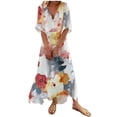 thumbnail image 2 of Weiqiqre Robes Habillées pour Femmes, Robe d'Été Décontractée pour Femmes Imprimée avec Poche, Col en V, Manches Courtes, 2 of 6